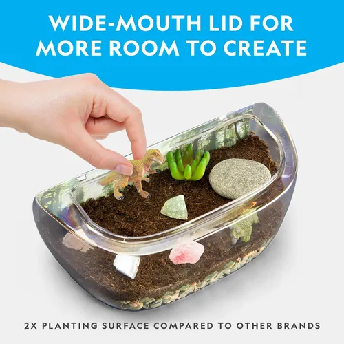 Vista 3 de National Geographic - Kit de terrario iluminado para niños, construye un hábitat de dinosaurios con plantas reales y piedras preciosas, kit