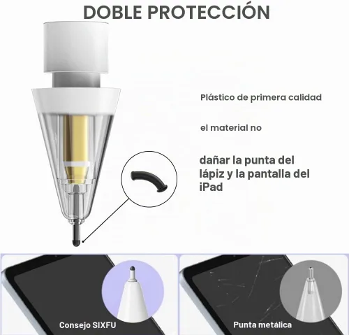 Vista 6 de SIXFU Puntas mejoradas para la punta del lápiz Apple, puntas de repuesto seguras antiarañazos, como puntas de goma de control preciso para Apple Pen