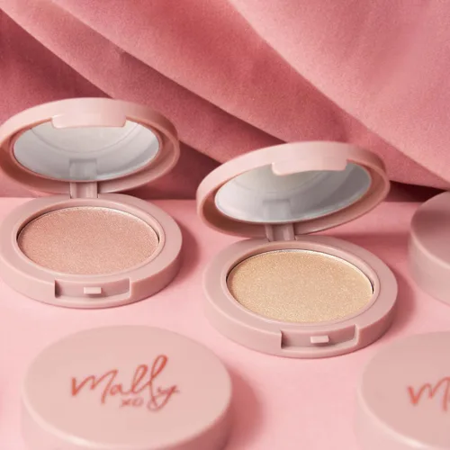 Vista 5 de Mally Beauty Positive Radiance Skin Perfecting Highlighter, fórmula luminosa en polvo líquido, rosa perlado