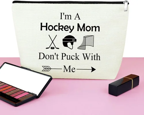 Vista 6 de Mxrymvu Regalos de jugador de hockey para mujeres, bolsa de maquillaje, jugador de hockey sobre hielo, regalo de cumpleaños y graduación, Soy una