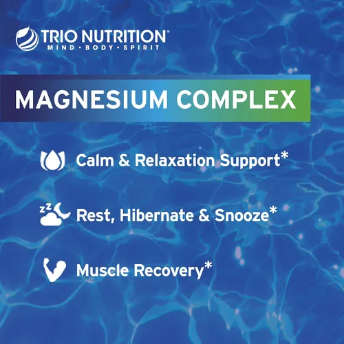 Vista 6 de Trio Nutrition Complejo de magnesio para 90 días de suministro de 420 mg Calma, relajación, alivio del estrés y recuperación muscular Suplemento