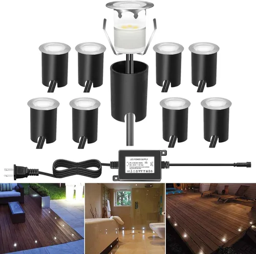 Vista 21 de Kits de luces LED empotrables para cubierta con carcasa protectora, iluminación LED de paisaje al aire libre IP67 impermeable, CC 12 V de bajo Azul