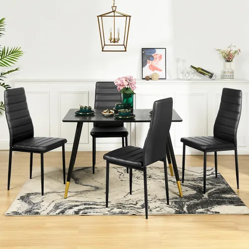 Vista 4 de Homy Casa Juego de 4 sillas de comedor de poliuretano, juego de 4 sillas de cocina de poliuretano, patas de metal para sala, cena, cocina