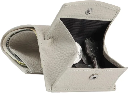 Vista 8 de Karmiir RFID - Cartera pequeña de cuero para hombres y mujeres con bolsa para monedas, billetera compacta de triple bolsillo con ranura
