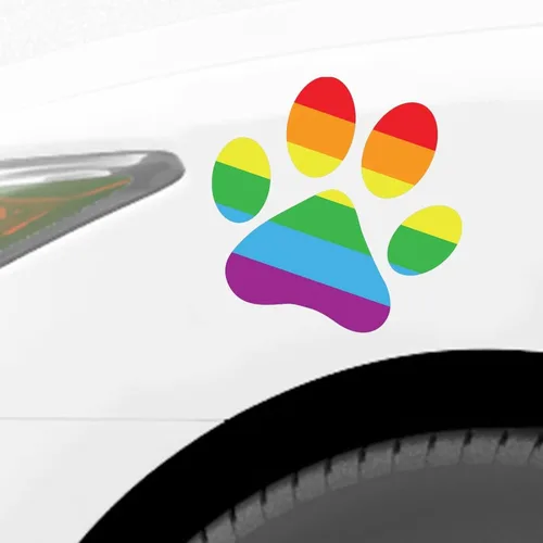 Vista 3 de Calcomanías para ventana de coche, diseño de pata de arco iris, orgullo LGBT, para ventana del orgullo gay, calcomanías de arco iris para automóvil
