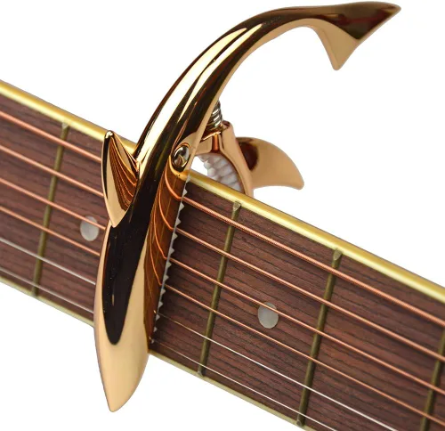 Vista 8 de Shark Capo, Clip de tono de aleación de zinc para acústico, folk, guitarra eléctrica y ukelele (negro)