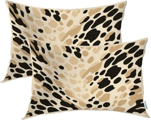 Vista 52 de Batmerry Animal Print Throw Pillow Covers, Spotted On Beige Decorative Pillow Covers Digital Printing Blended for Couch Sofa Bed Invisible Zipper