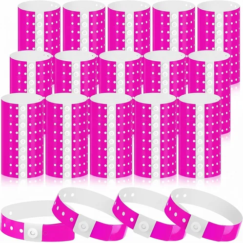 Vista 18 de 600 pulseras de plástico para eventos, vinilo, colores surtidos Adjustable Snap, Bulk Waterproof Neon Colored Arm Bands, For Admission Pools
