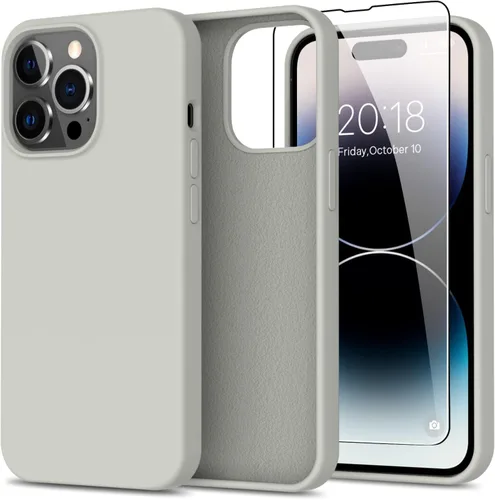 Vista 35 de bemal Funda para iPhone 14 Pro con protector de pantalla, silicona líquida de ajuste delgado, forro de microfibra suave, diseñada para mujeres