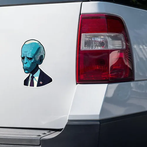 Vista 2 de Biden Alien Bumper Sticker Decoración de automóvil, computadora portátil, botella de agua, pared, ventana, calcomanía de vinilo impermeable