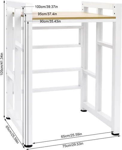 Vista 3 de Soporte apilable para lavadora y secadora, estantes resistentes para lavadora y secadora con estante ajustable, para lavandería, apartamentos