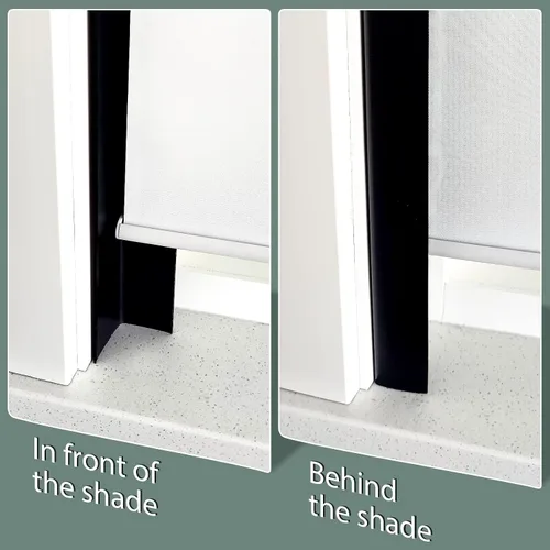 Vista 3 de Yoolax Roller Accessories Bloqueadores de luz Versión ampliada (negro) 100% Blackout, Plastic Light Blockers for Roller Shades, Zebra Blinds