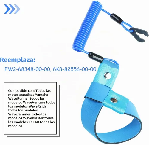 Vista 3 de Cordón de Interruptor de Parada de Emergencia para Barco Adecuado para Yamaha Jet Ski Waverunner, Ajuste Universal, Azul, Paquete de 1, Tirador