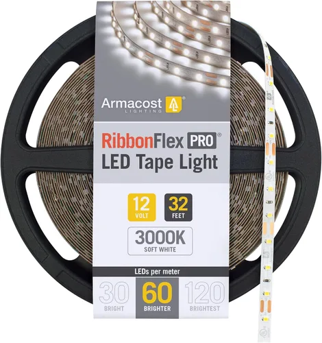 Vista 32 de Armacost Lighting RibbonFlex Pro 133210 - Tira de luces LED blancas de 12 V, 120 LED/m, 2700K, 8.2 pies
