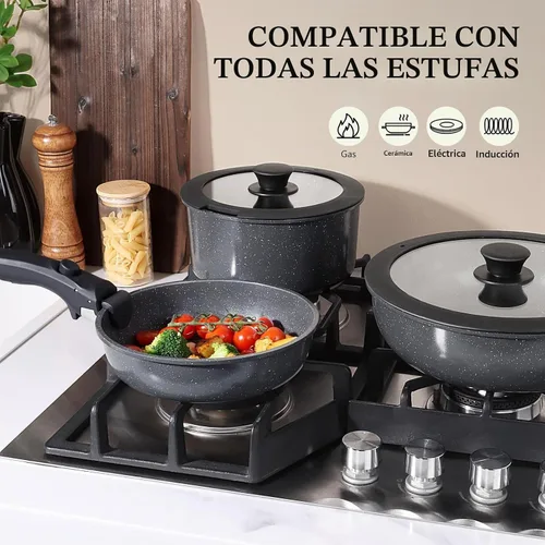 Vista 7 de GiPP Juego de sartenes antiadherentes de cerámica, mango extraíble, apto para lavavajillas y horno, sartenes antiadherentes con mango desmontable