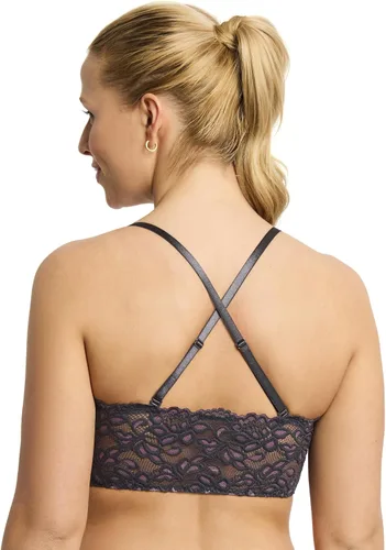 Vista 3 de Miley - Bralette de encaje halter para mujer, sin acolchado y sin forro, brasier de cuello alto inalámbrico, lencería perfecta con abertura ajustable
