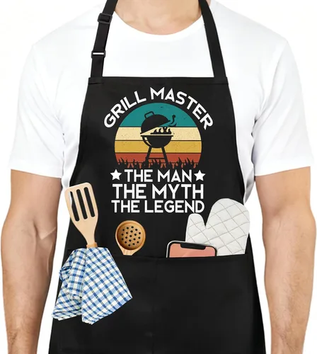 Vista 12 de Divertido delantal de cocina para mujeres y hombres, delantal de cocina para hornear con 2 bolsillos, lindo regalo de cumpleaños, Navidad, día