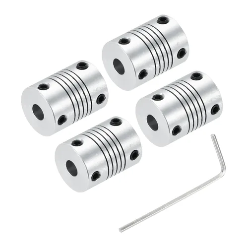 Vista 7 de uxcell 4 piezas de acoplamiento de eje de aleación de aluminio de 0.157 in a 0.157 in, acoplador flexible L25xD19, conector de junta de motor paso a