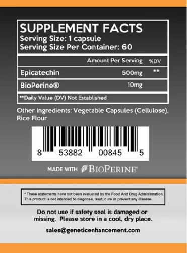 Vista 4 de EPICATECHIN - 500 mg por porción - 60 porciones y 1000 mg por porción - 30 porciones - Fuerza máxima - Puede reducir la miostatina - Ayuda
