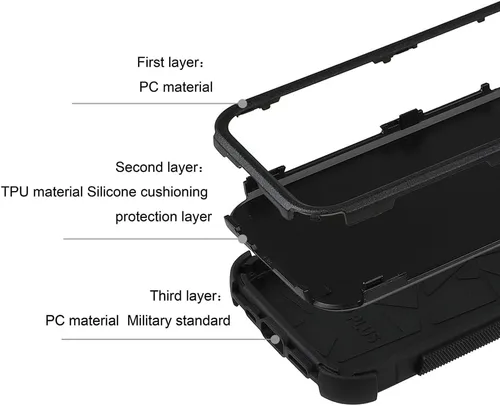 Vista 3 de X-belmox - Funda protectora para iPhone 14 Pro Max de 3 capas, color negro