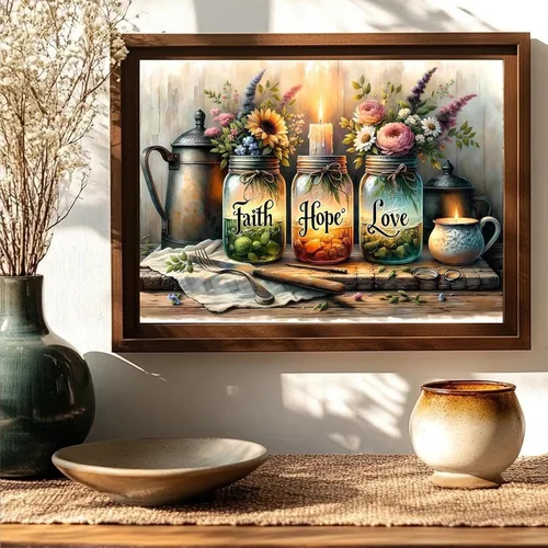 Vista 8 de JATOK 3 paquetes de pintura por números para adultos, paisaje sobre lienzo enrollado de colores con 3 juegos de pigmentos, pintura acrílica fácil