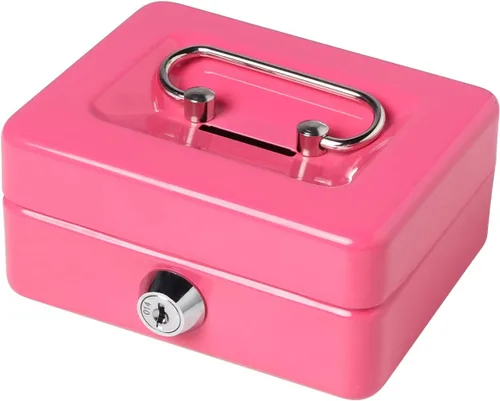 Vista 15 de Decaller - Caja de dinero con ranura para niños, caja de dinero pequeña con bandeja para dinero y cerradura de llave, 6 1/5 pulgadas x 5 pulgadas x