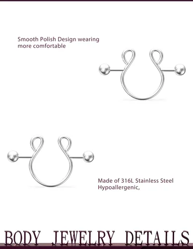 Vista 3 de Jenxnjsjo - Anillos falsos para pezones piercings de pezones falsos anillos de pezones falsos joyas de pezones piercings de pezones falsos sin