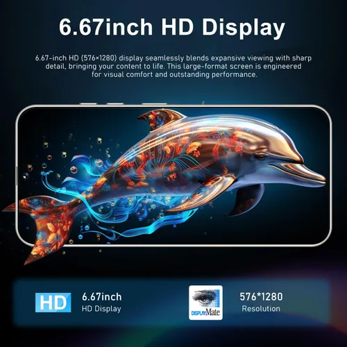 Vista 2 de Nueva pantalla HD de 6.67 "Teléfonos Android desbloqueados Teléfono celular de red 3G 2GB+16GB Android 10 Smartphone Cámara trasera 16MP Batería