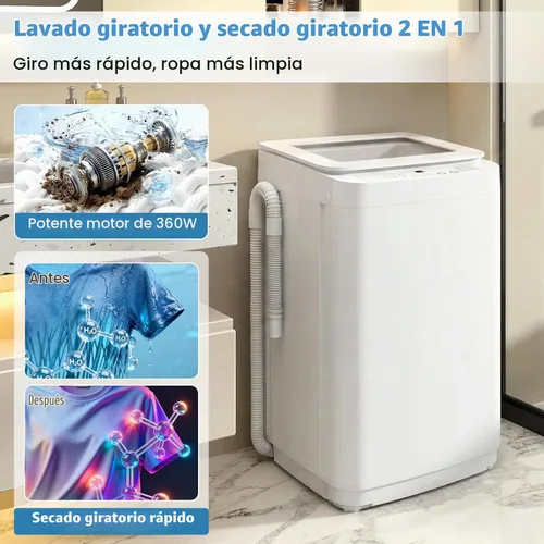 Vista 3 de Auertech Lavadora portátil, lavadora compacta totalmente automática de 0.9 pies cúbicos con bomba de drenaje, 10 programas, 3 niveles de agua, combo