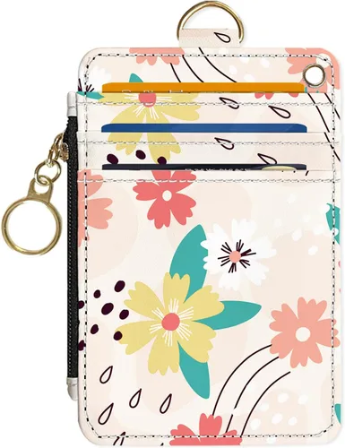 Vista 24 de Portafolios delgado Portafolios para tarjetas de crédito, Portafolios RFID para mujer Linda pequeña cartera de bolsillo frontal con cremallera