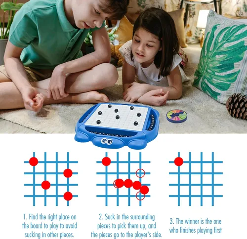 Vista 3 de Juego de ajedrez magnético, juego de mesa magnético con tablero y 40 piedras, innovador juego de rompecabezas de estrategia magnética para niños