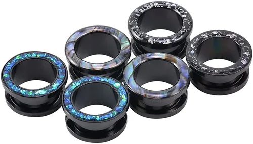 Vista 2 de TBOSEN Juego de 6 piezas de túneles de oreja de ajuste de tornillo de moda, calibre de acero inoxidable, expansor, joyería de piercing 0.00 oz-1