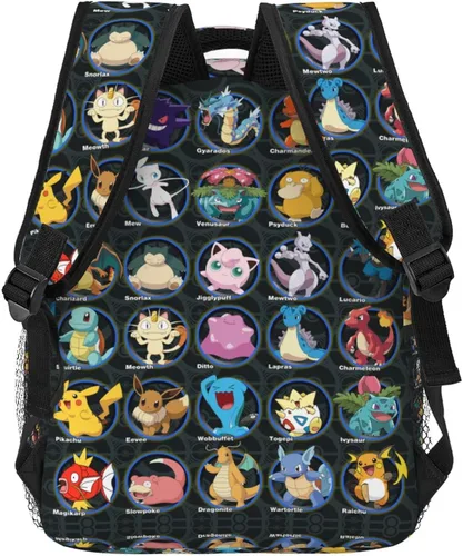 Vista 2 de TopJianyu Mochilas de anime para niños y adolescentes, mochilas de dibujos animados, bolsa negra ligera y bonita bolsa de viaje, Negro -, Mochilas