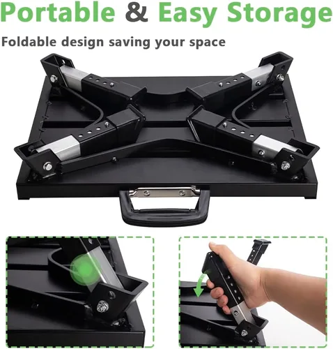 Vista 4 de Escalones de aluminio para caravana, taburete plegable ajustable de 4 niveles con patas de goma antideslizantes, plataforma de tira fluorescente