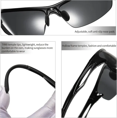 Vista 5 de Joopin Sport Sunglasses Polarized UV Protection Wrap Around Sun Glasses Shades for Men Women