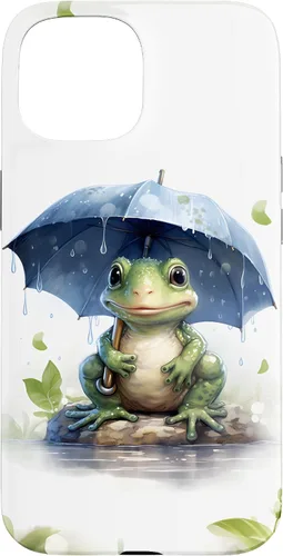 Vista 6 de Cute Green Frog with Umbrella in The Rain Case for iPhone 17