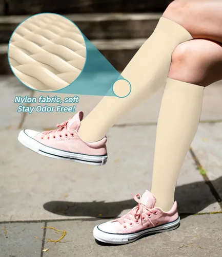 Vista 5 de FuelMeFoot Calcetines de compresión para mujeres y hombres, para circulación, con soporte graduado, hasta la rodilla, para enfermeras, viajes