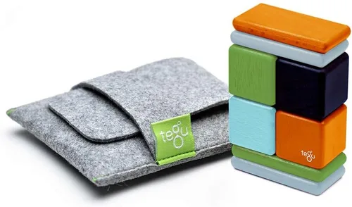 Vista 13 de Juego de bloques de madera magnéticos Tegu Pocket Pouch de 8 piezas, Blossom