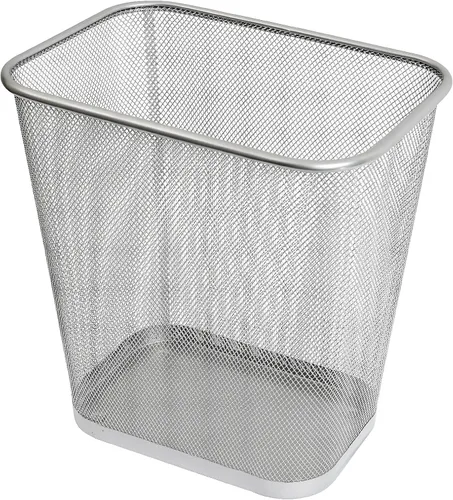 Vista 2 de Ybmhome Papelera de malla de acero rectangular con parte superior abierta para oficina y hogar 8x12x12 Pulgadas 1042s (1, Plata)