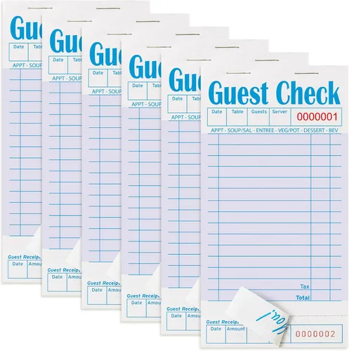 Vista 30 de Libros de cheques de invitados para servidores, bloc de notas de servidor, paquete de 12, papel de color natural, bloc de notas para camarera