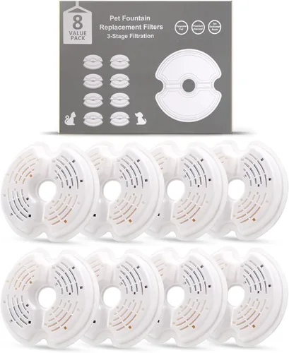 Vista 7 de Paquete de 8 filtros de fuente para gatos, filtros de fuente de agua Petilog para gatos, repuesto de filtro de fuente de mascotas