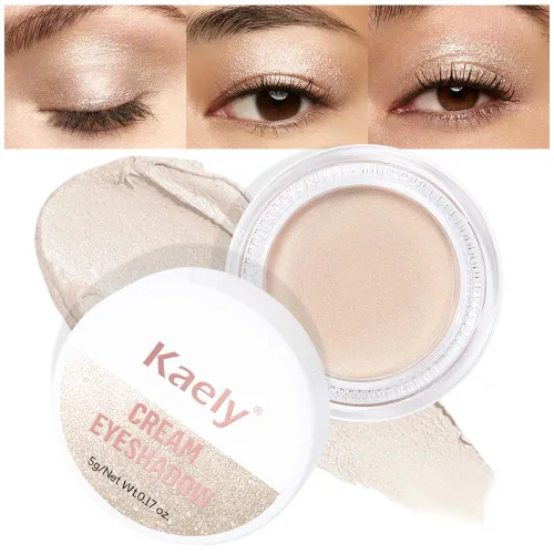 Vista 12 de evpct Paleta de maquillaje en pote de sombra de ojos en crema única para mujeres mayores, sombra de ojos de champán con shimmer, glitter metálico