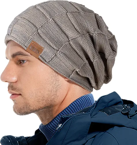Vista 5 de REDESS Gorro para hombre y mujer gorro de invierno cálido gorro de punto holgado grueso