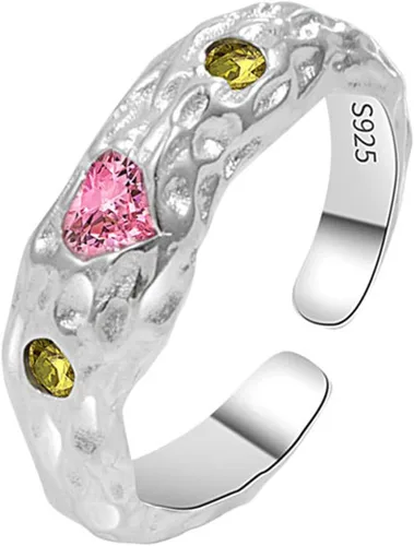 Vista 9 de Anillo de plata 925, anillos de plata ajustables para mujer, anillos de pulgar abiertos, anillos de circonio, anillos ajustables, anillos abiertos