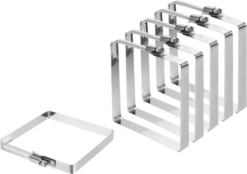 Vista 32 de uxcell 2 abrazaderas de manguera rectangulares de acero inoxidable 304, ajustables de 2 x 2 pulgadas, abrazaderas de tubo de conducto de engranaje