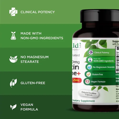 Vista 4 de EMERALD LABS Quercetin Phytosome Plus - Suplemento vegano antioxidante y de apoyo inmunológico - Contiene quercetina y zinc - 60 cápsulas vegetales