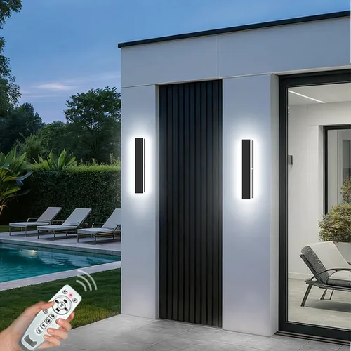 Vista 11 de Luces de pared modernas para exteriores de 39 pulgadas, 2700 K-6500 K, aplique de pared al aire libre regulable seleccionable con control remoto