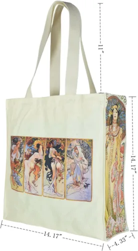Vista 2 de Komociya Bonita bolsa de lona estética para mujer, bolsa de mano con cremallera, bolsa de hombro para el trabajo, universidad, viajes
