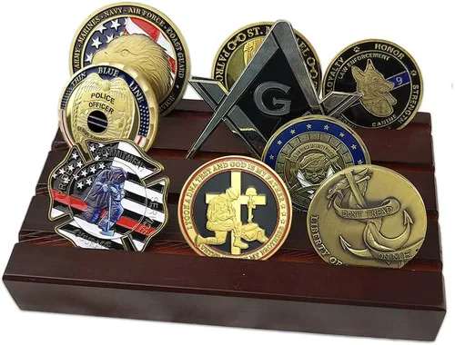Vista 7 de ASmileIndeep Exhibición de monedas de desafío de 5 filas y estante para monedas de desafío de 4 filas