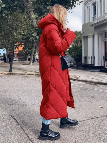 Vista 2 de Yousify Women's Hooded Long Puffer Coat Winter Longer Thickened Down Jacket Zip Cotton Outwear